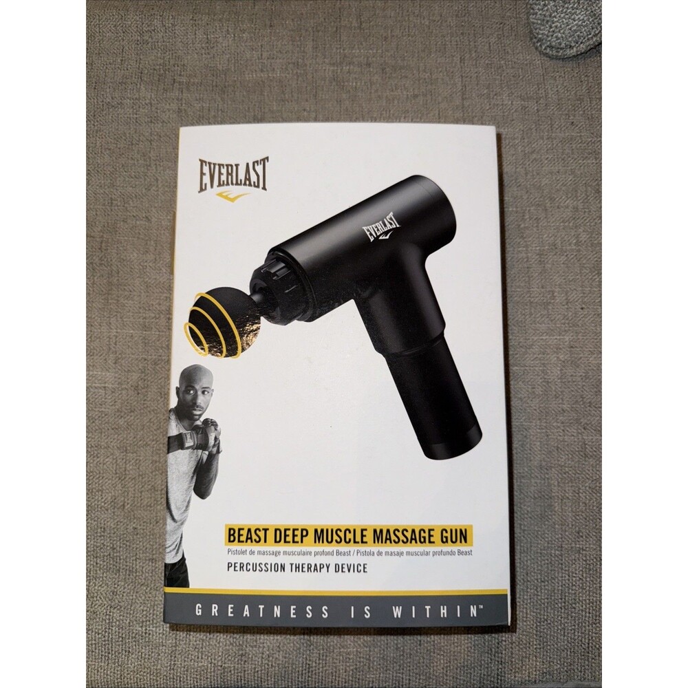 Everlast Massage Gun Black EV-MSGBST-550 Cordless Multispeed 4 Heads Percussion